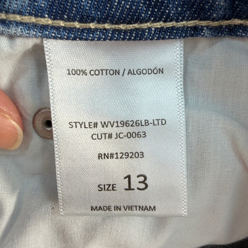Cello 13 Jeans Low Baggy 90s Straight Wide Leg Distressed Denim Medium Wash Blue - Picture 8 of 15